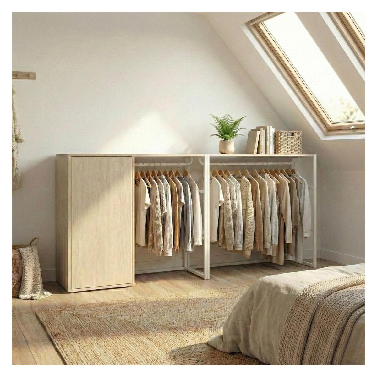 Lot de 2 portants vêtements sous combles 200x85cm KADRA blanc, MOB IN