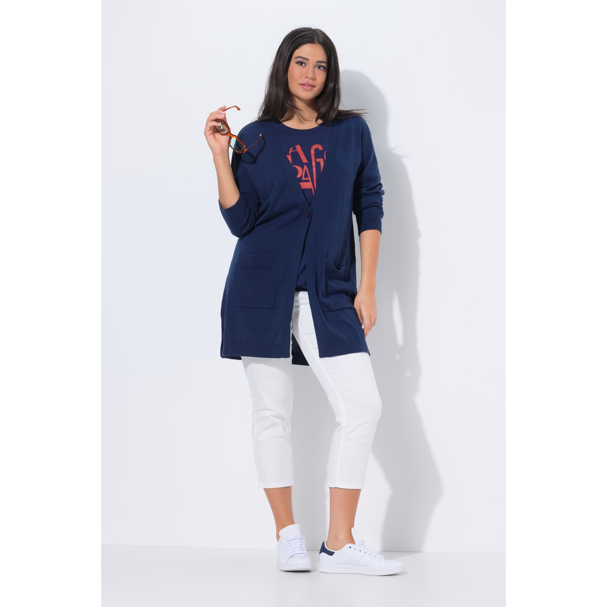 Cardigan fermeture 1 bouton bleu encre, ULLA POPKEN