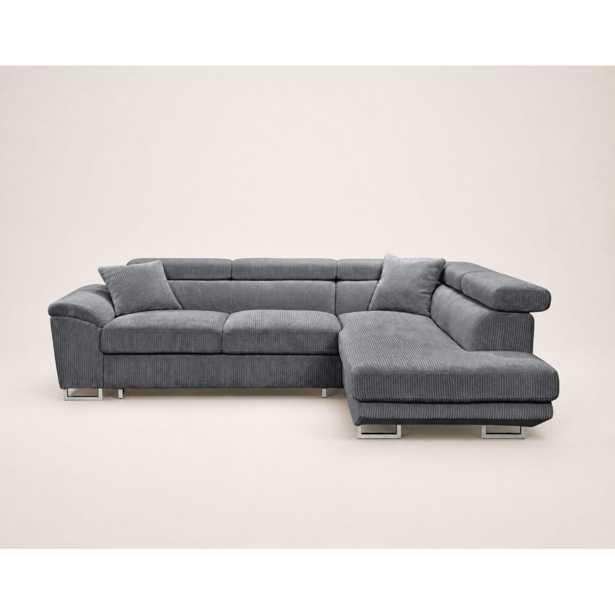 Canapé d'angle droit 5 places convertible, BAOJI gris, BEST MOBILIER