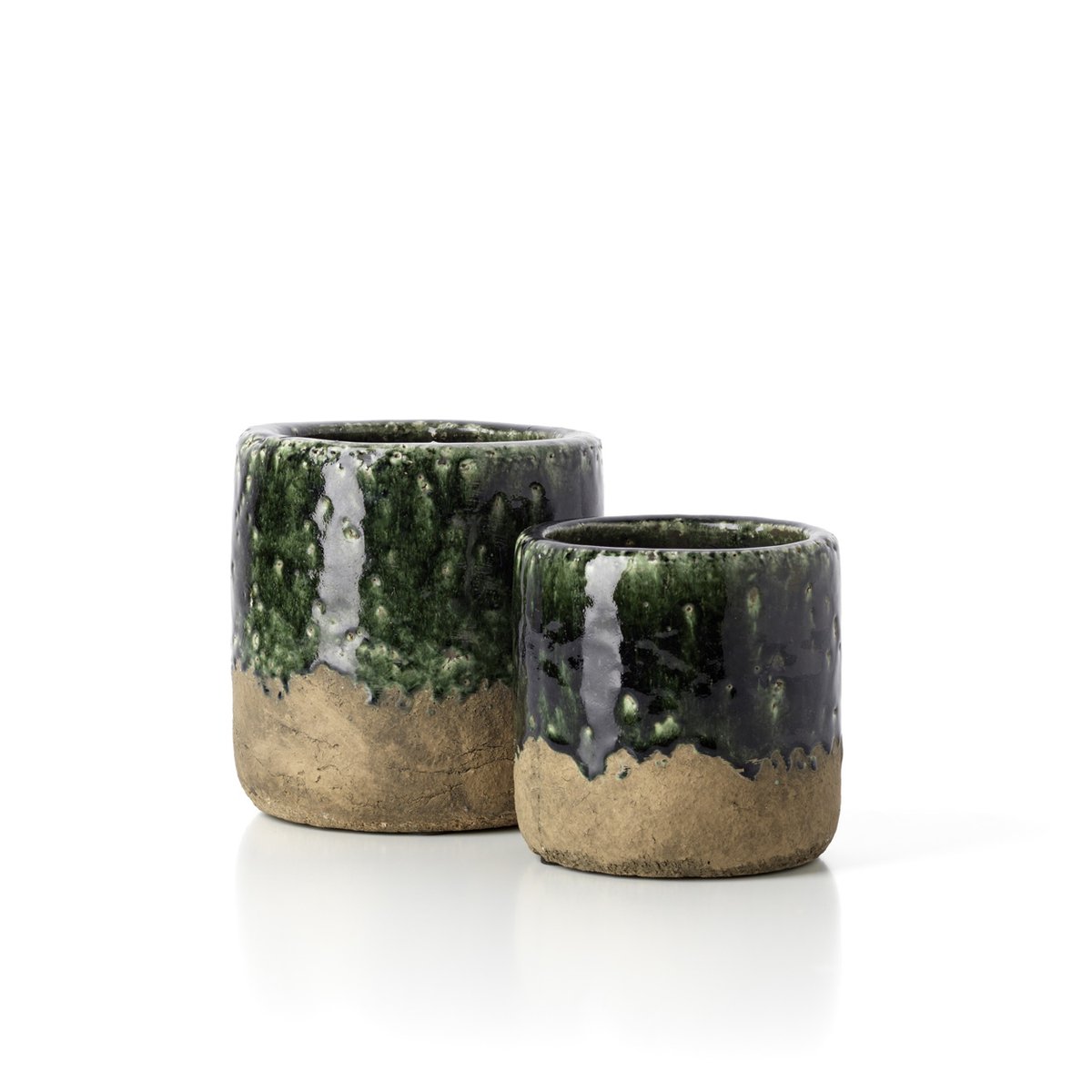 Cache-pot conique en béton MOSS vert forêt, BAZAR BIZAR