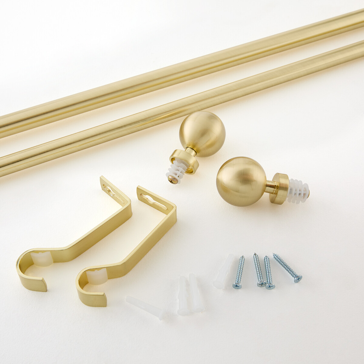 Asta per tende estensibile con sfera, 120/210 cm oro bianco, CESSOT DECORATION