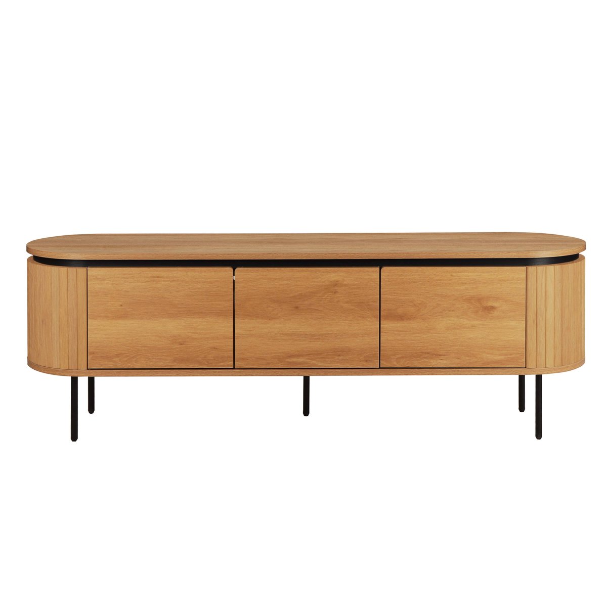 Meuble TV 160 cm en mélaminé, HEMERA bois clair, OVIALA