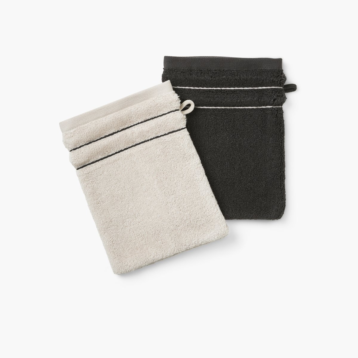 Gant de toilette IKEBANA graphite, CARRE BLANC