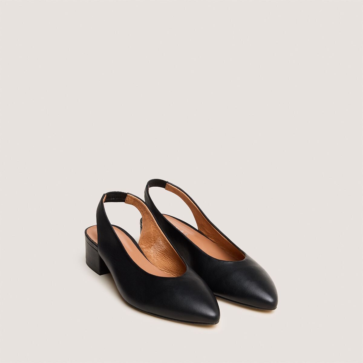 Ballerines slingback pointues en cuir, VINCE noir, JONAK