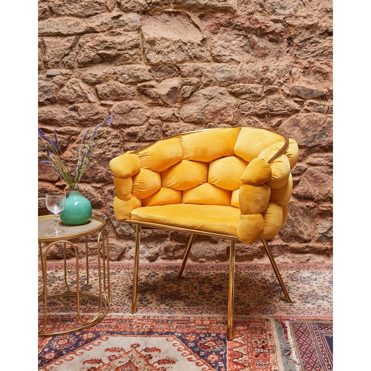 Fauteuil en laiton Jakob N°1280 - Bon état doré, DEBONGOUT