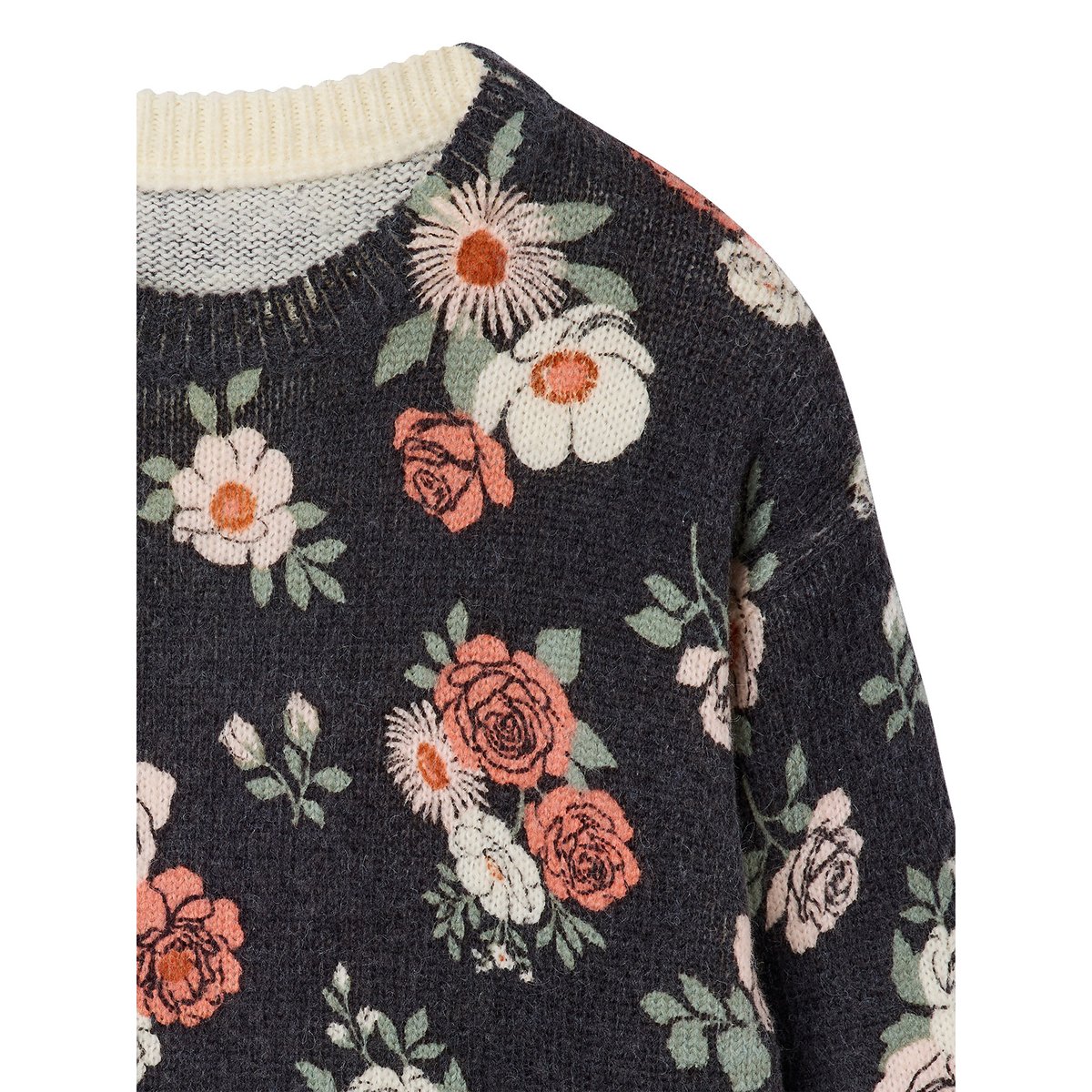 Pull col rond manches longues bleu ardoise, VERTBAUDET