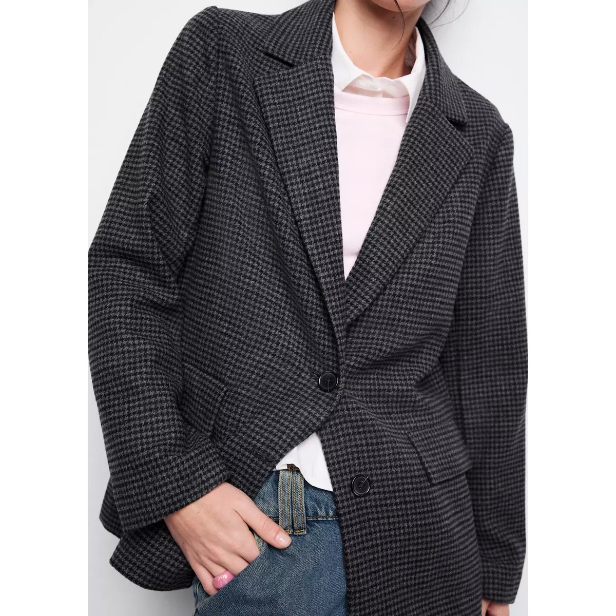 Blazer laine mélangée bleu marine, MANGO TEEN