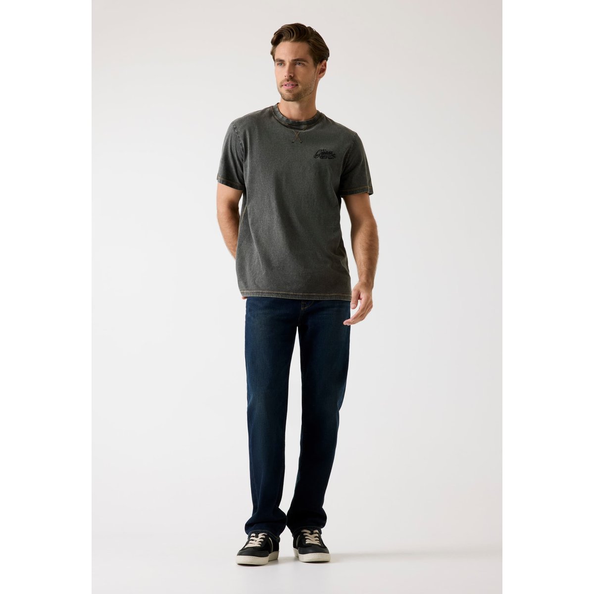 T-Shirt Logo Brodé gris, GUESS
