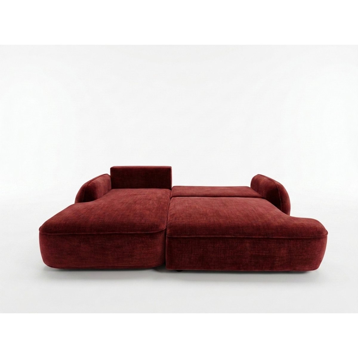 Canapé d'angle convertible 3 places en tissu lisse, CELESTE rouge, BOBOCHIC