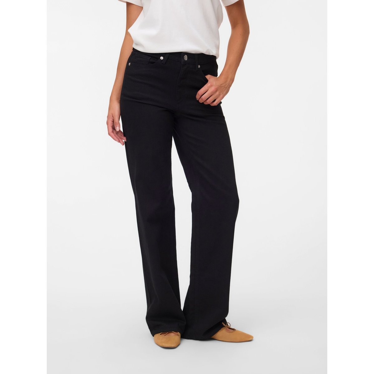 Jean À Coupe Large black denim, VERO MODA
