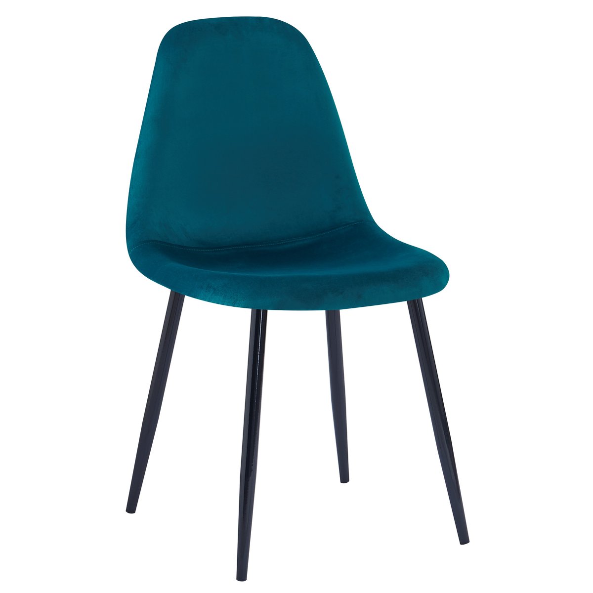 Lot de 4 chaises en velours, COPENHAGEN bleu canard, NORDLYS