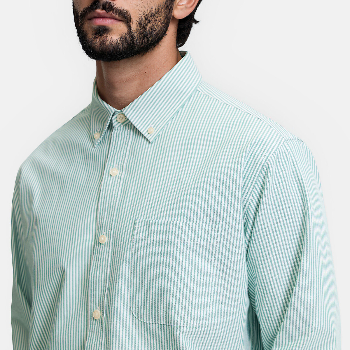Chemise Oxford droite rayée, Signature GILLES rayé vert, LA REDOUTE COLLECTIONS
