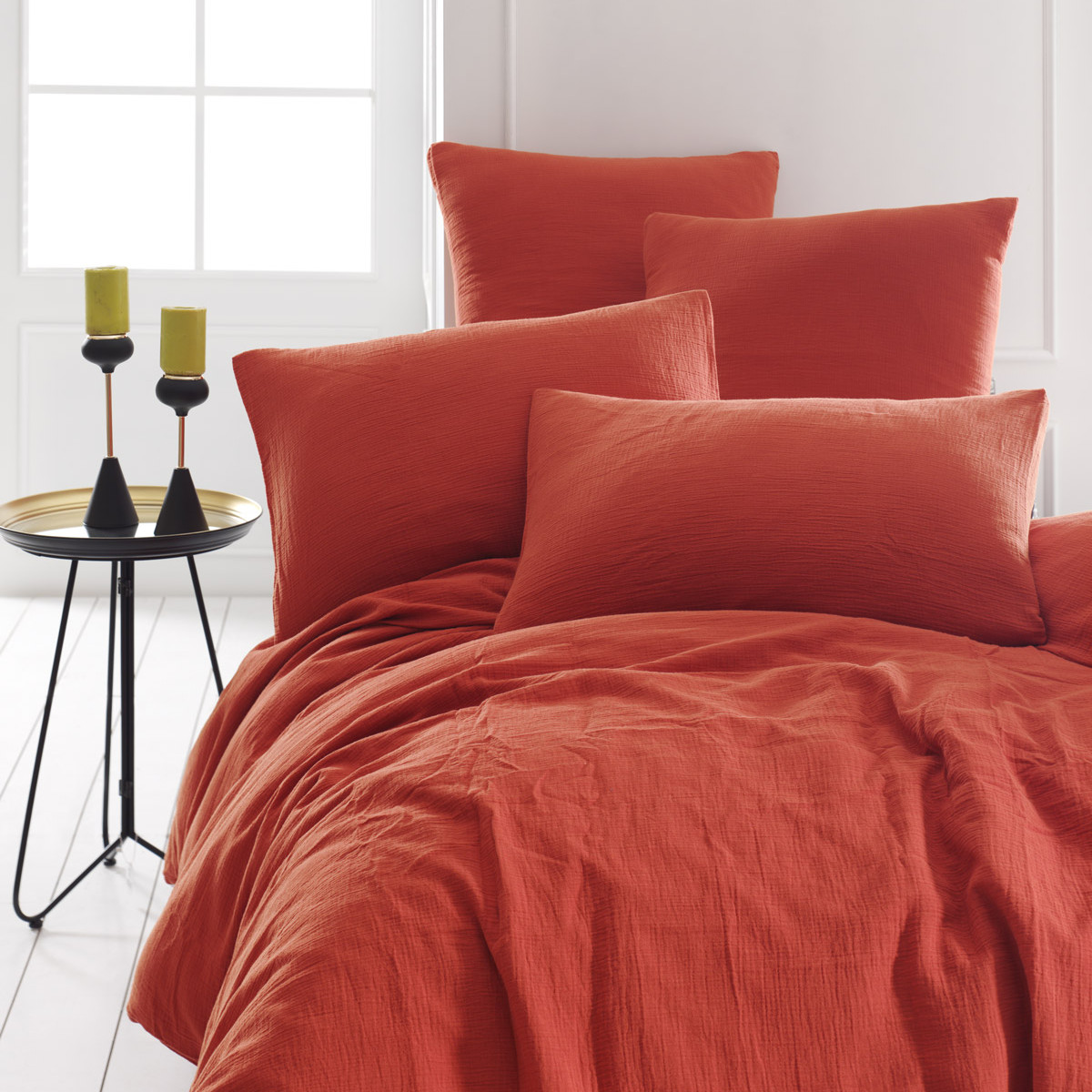 Lot de 2 taies d'oreiller en gaze de coton LOFT terracota, SENSEI MAISON
