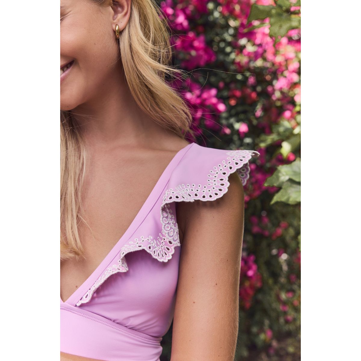 Maillot de bain à volants brodés violet lilas, NEXT