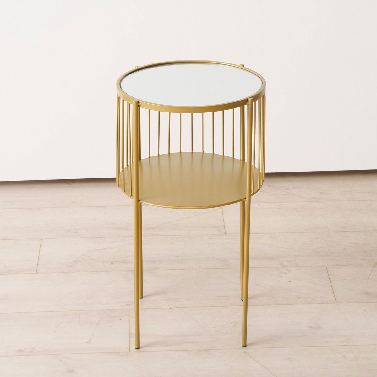 Table d'appoint ronde en métal doré et plateau miroir 33x33x55.5cm doré, WADIGA