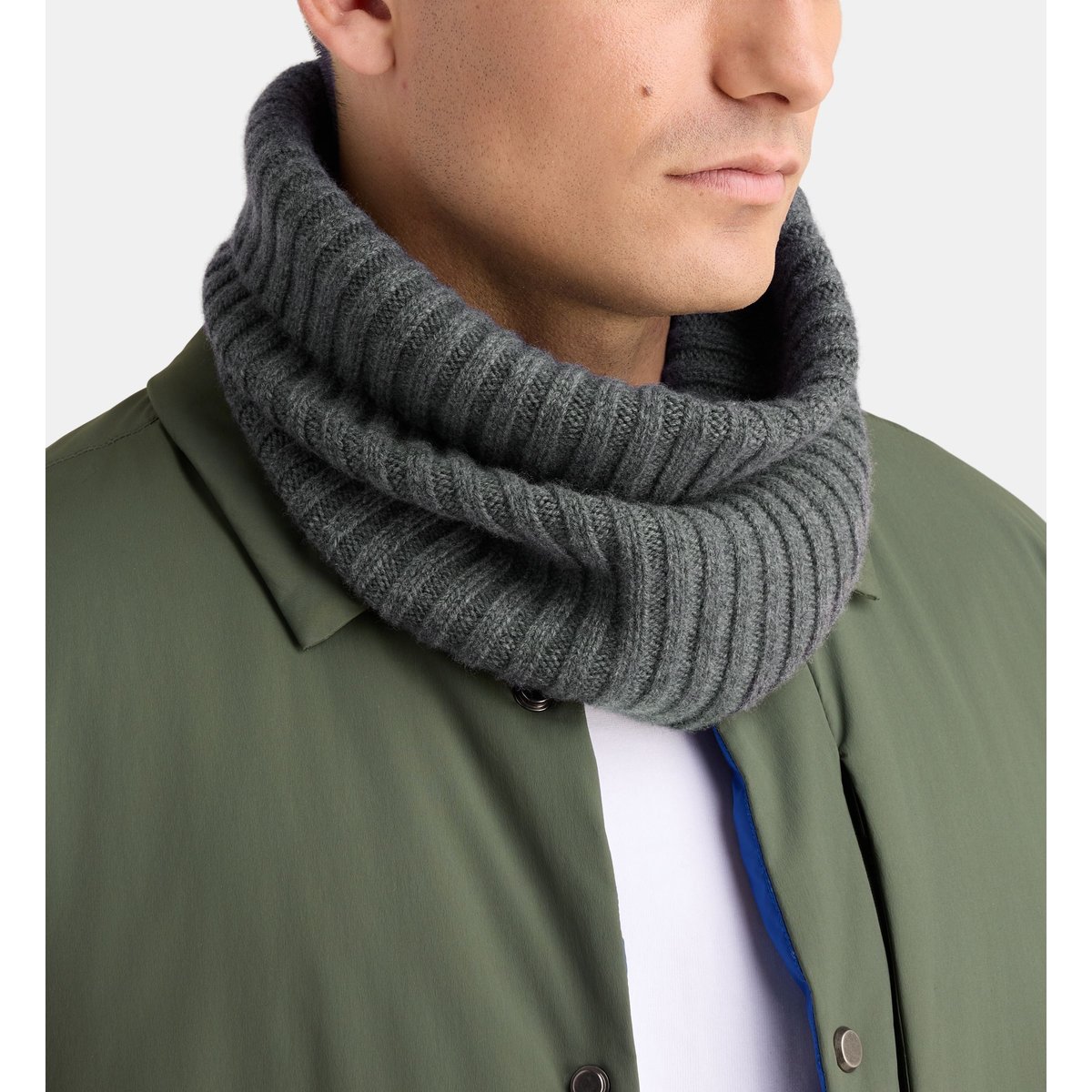Col bixente maille côtelée gris, GALERIES LAFAYETTE