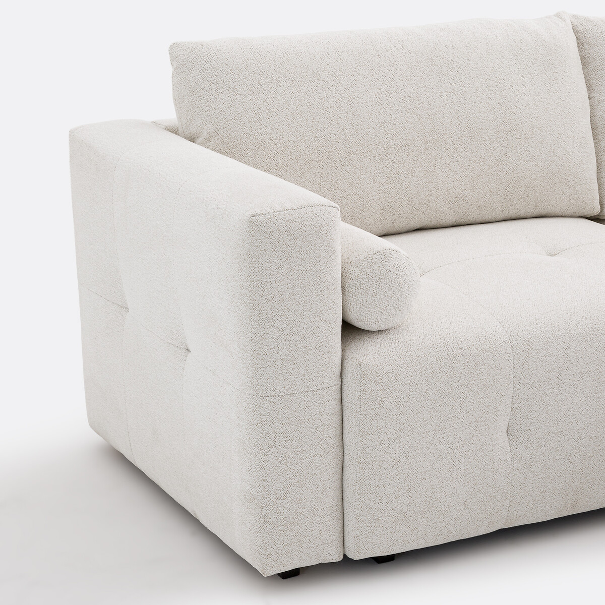 Umkehrbares Ecksofa, umwandelbar, 3-Sitzer, aus melierter Chenille, MASI ecru, LA REDOUTE INTERIEURS