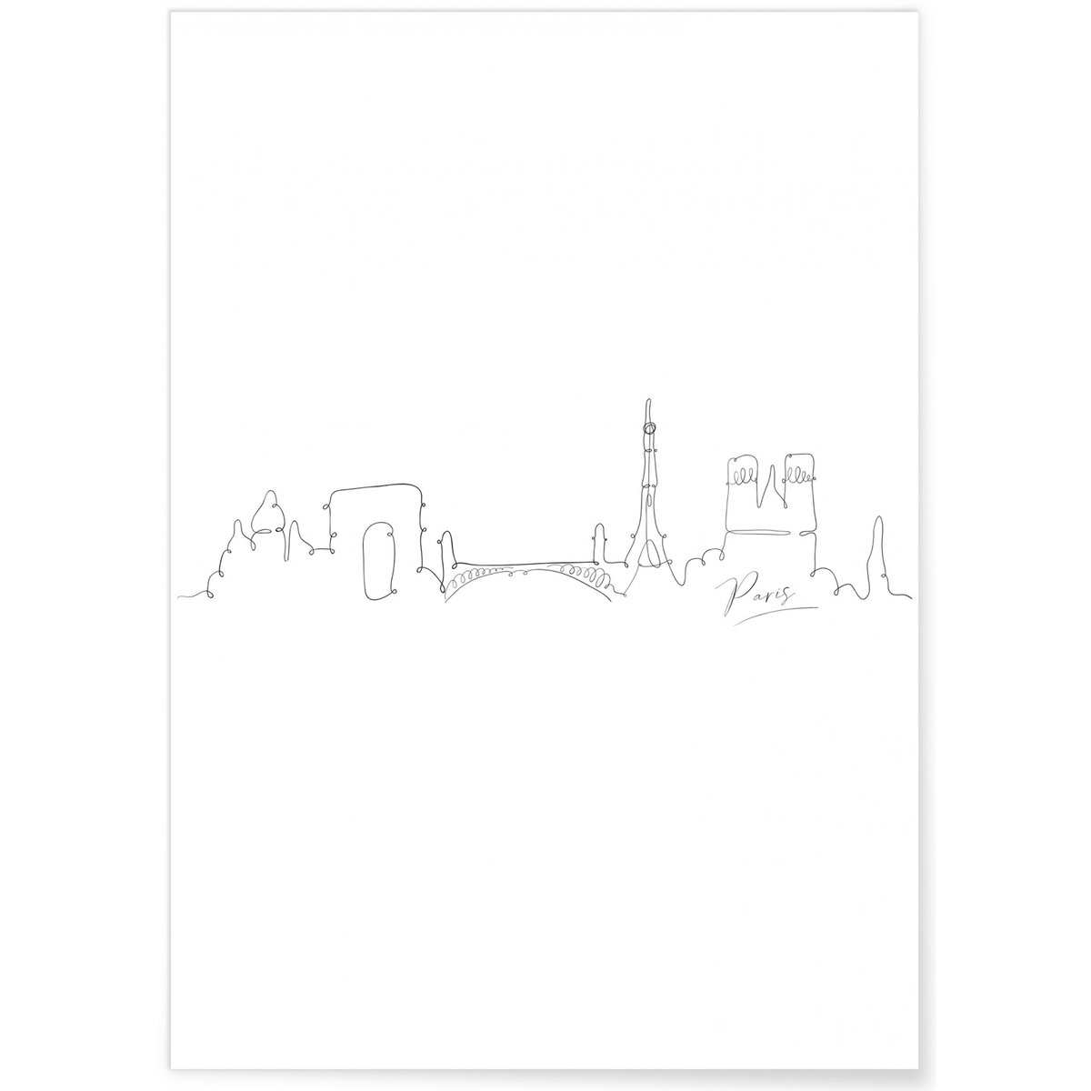Affiche Line Art Paris blanc, L'AFFICHERIE