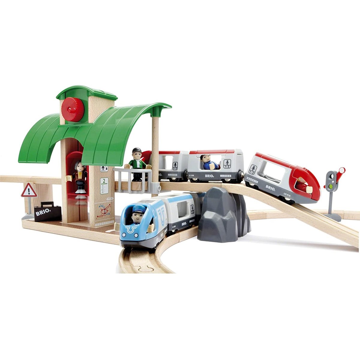 Circuit plateforme voyageurs multicolore, BRIO