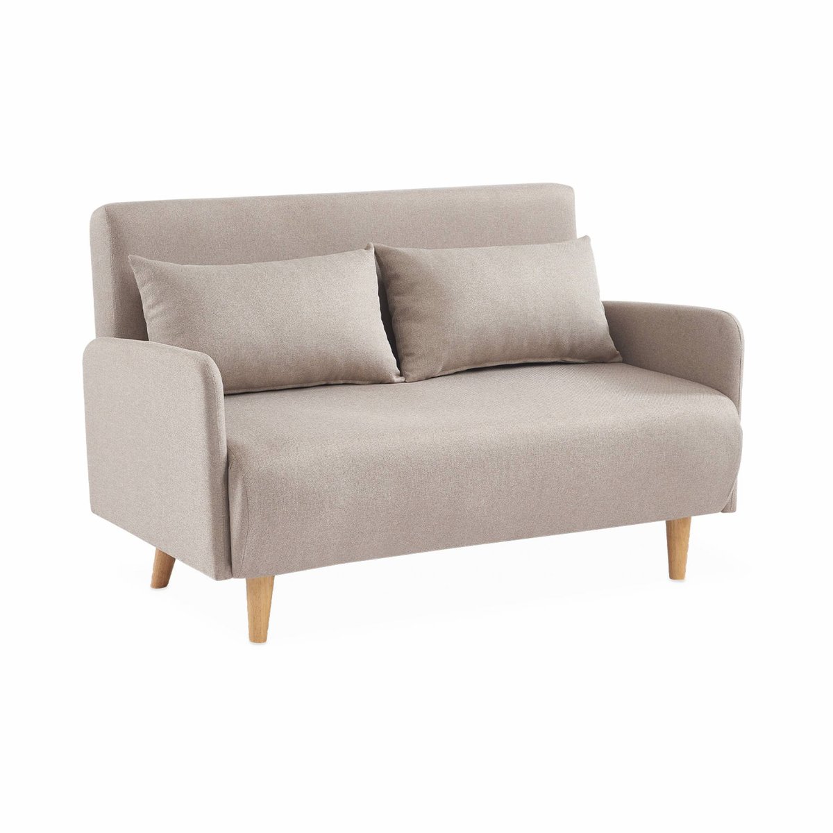 Canapé convertible 2 places tissu PANAM beige, SWEEEK