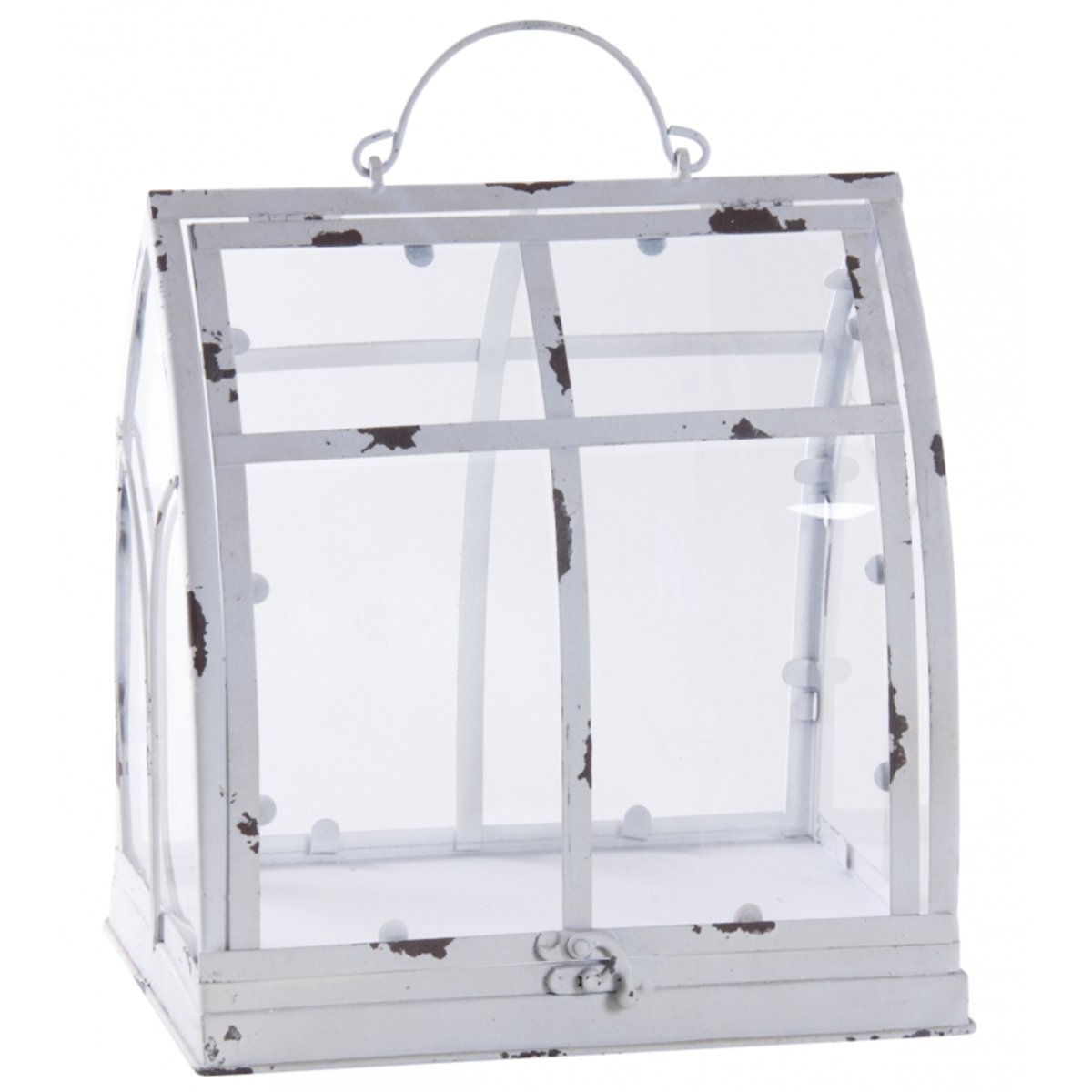 Mini serre métal blanc vieilli 29 cm couleur unique, AUBRY GASPARD