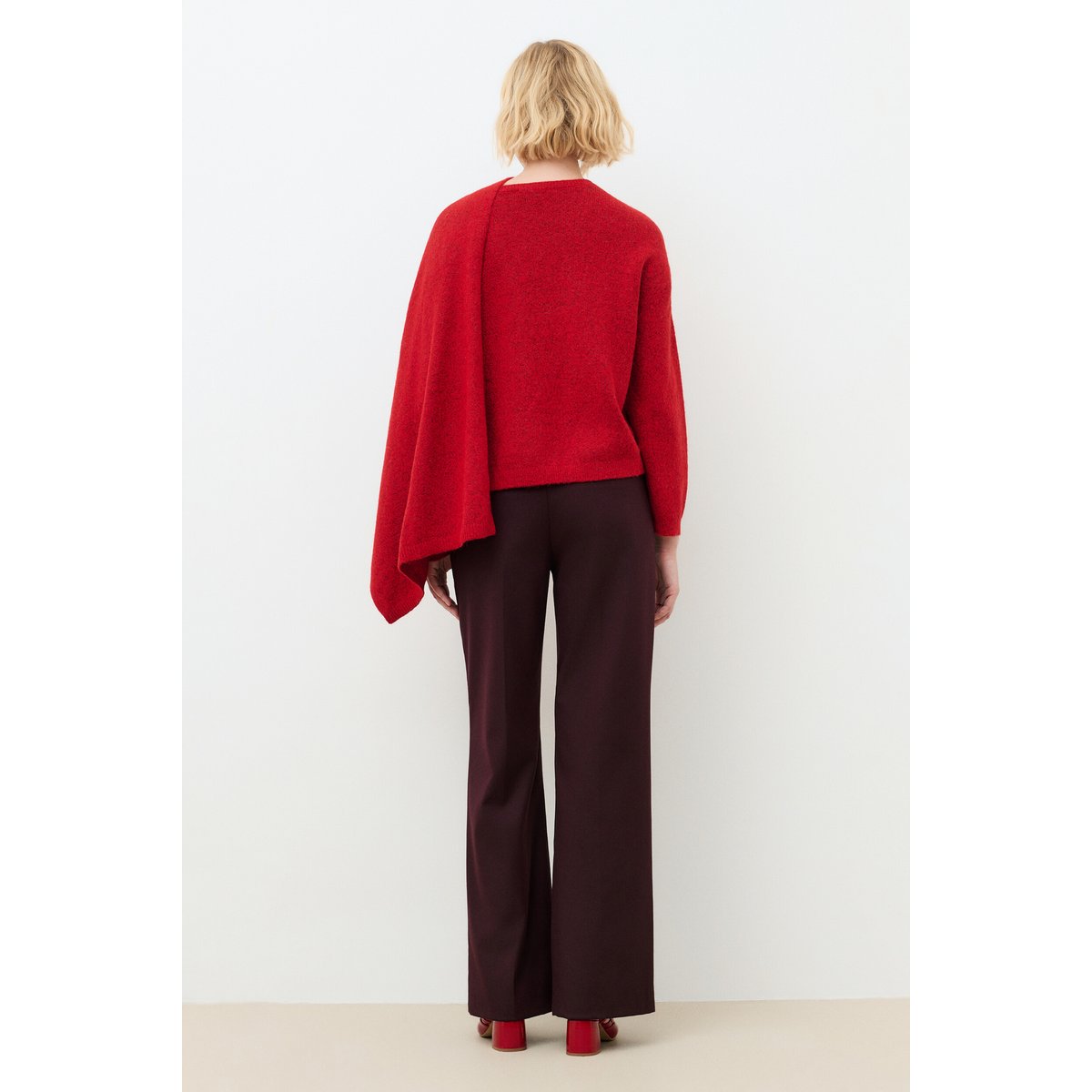 Pull ample col drapé MDAPHNE rouge, CAROLL