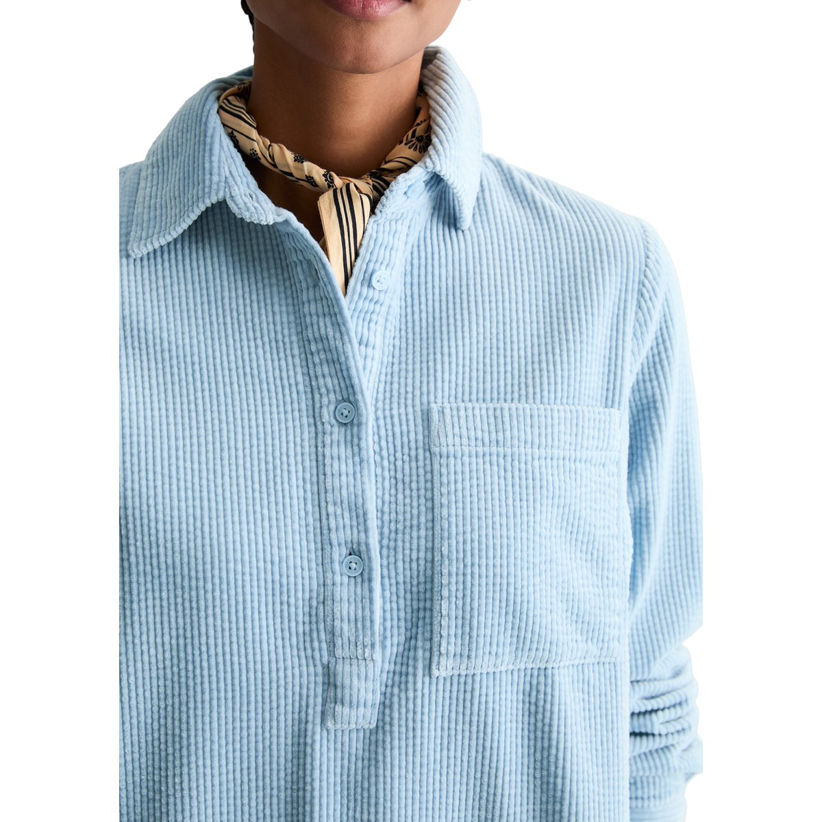 Robe en velours côtelé straight avec une structure en bulle décontractée bleu clair, MARC O’POLO DENIM