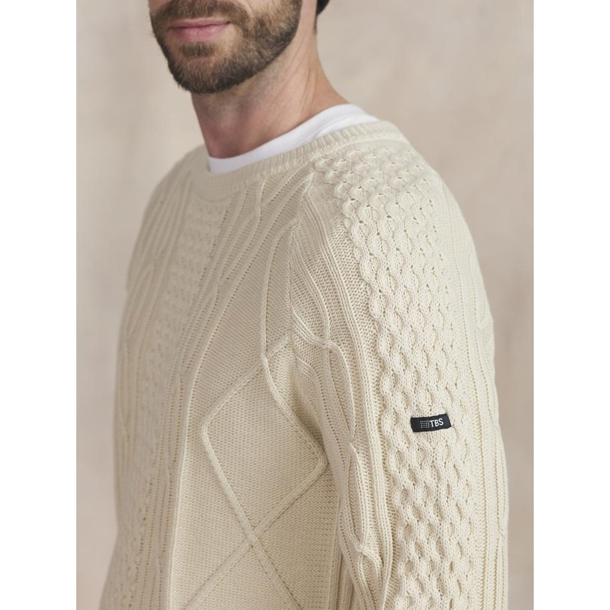 Pull encolure ronde MAIKORON beige, TBS