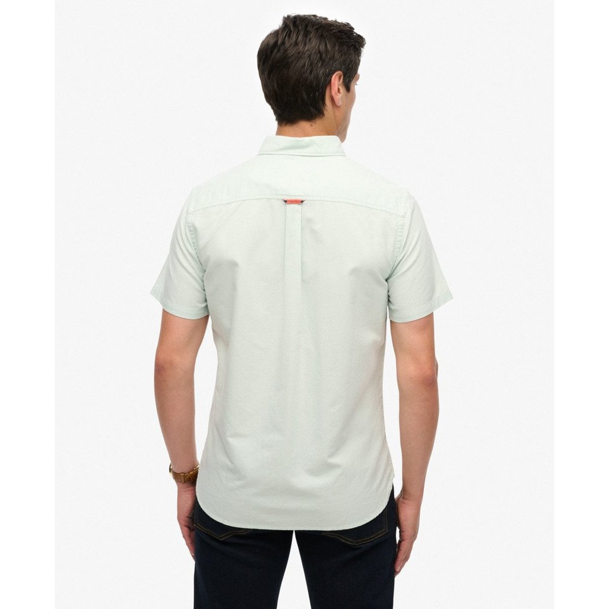 Chemise Oxford Manches Courtes Coupe Classique vert clair, SUPERDRY