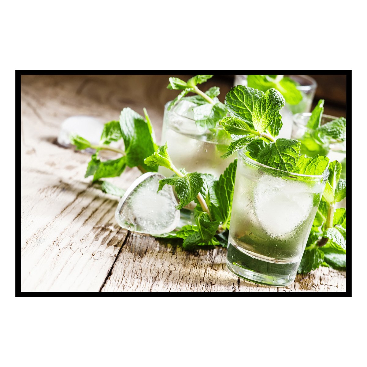 Affiche encadrée mojito frais à la menthe affiche + cadre en métal - noir, HEXOA