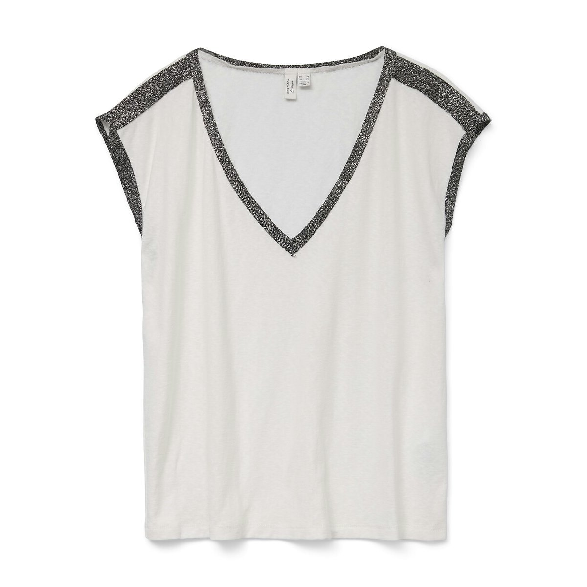 T-shirt col V blanc, VERO MODA