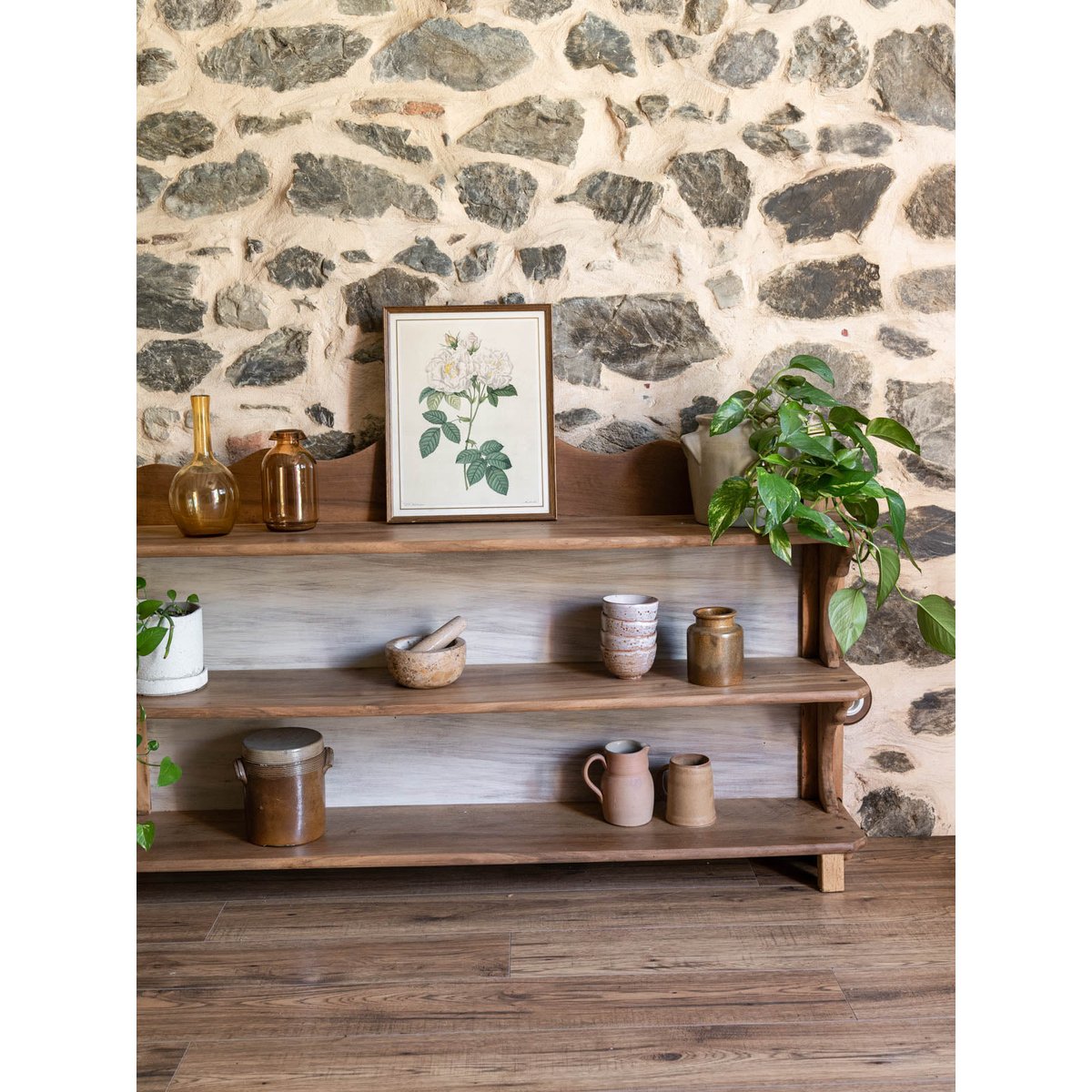 Grande étagère en noyer Gaëlle N°880 - Bon état bois clair, DEBONGOUT