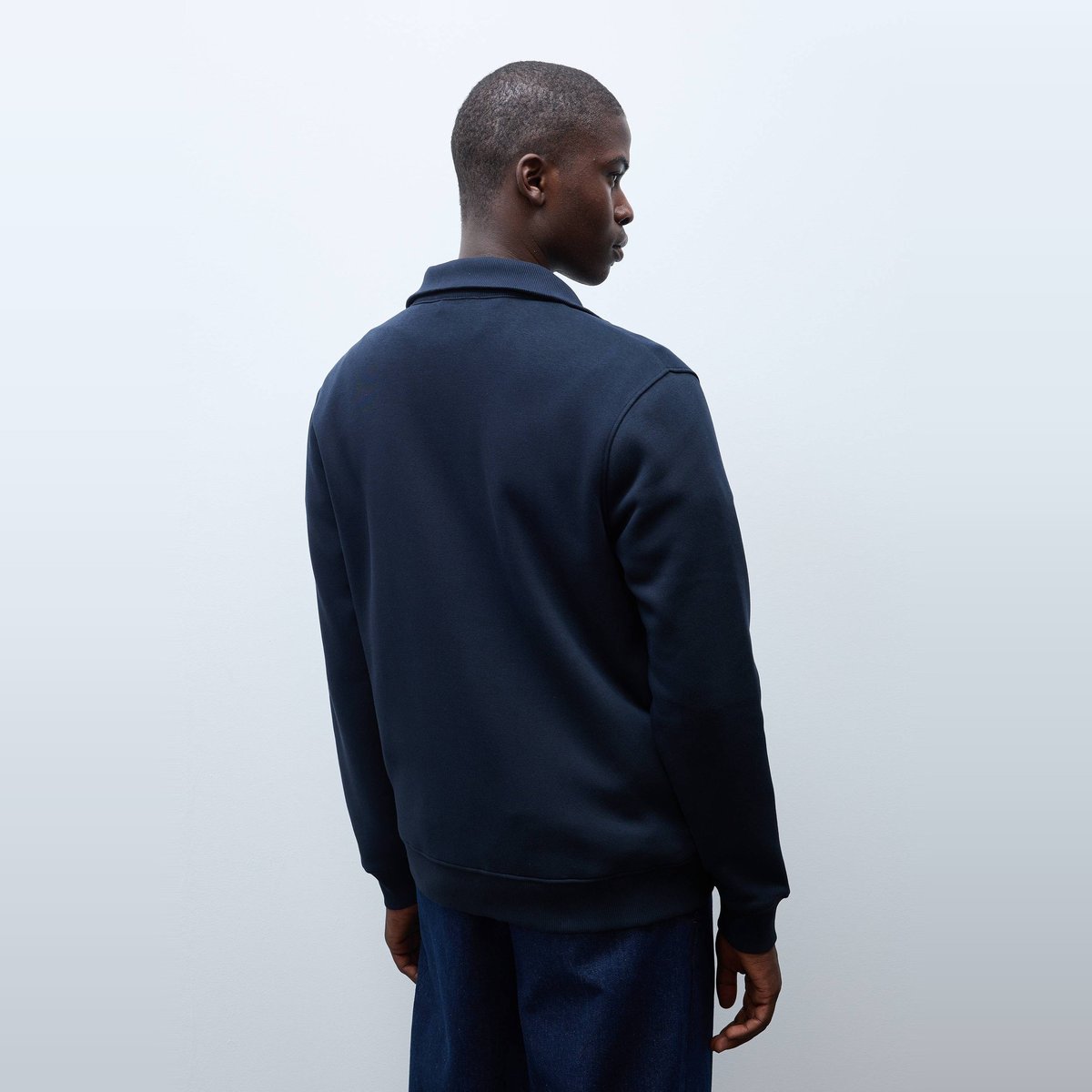 Gilet zippé col camionneur marine, MONOPRIX