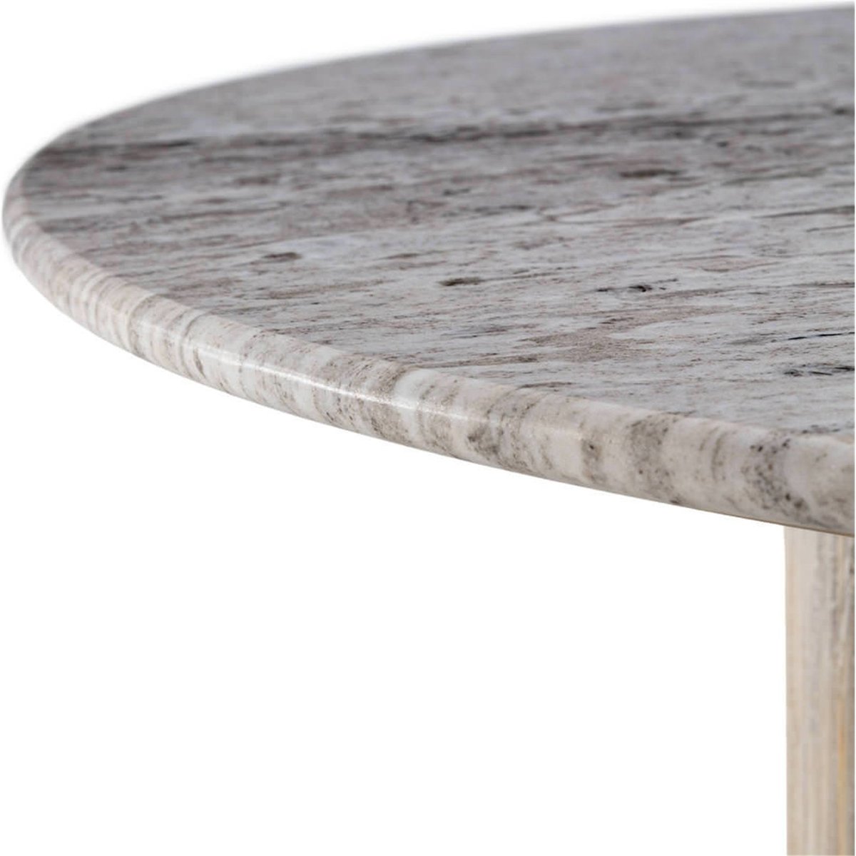 Table basse ronde en bois et marbre blanc lavage et brun, RECOLLECTION
