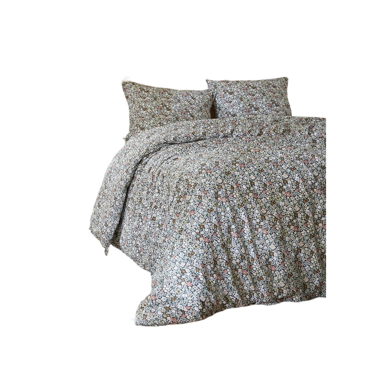 Housse de couette + taie Malia en fleurs blanc, EDEN