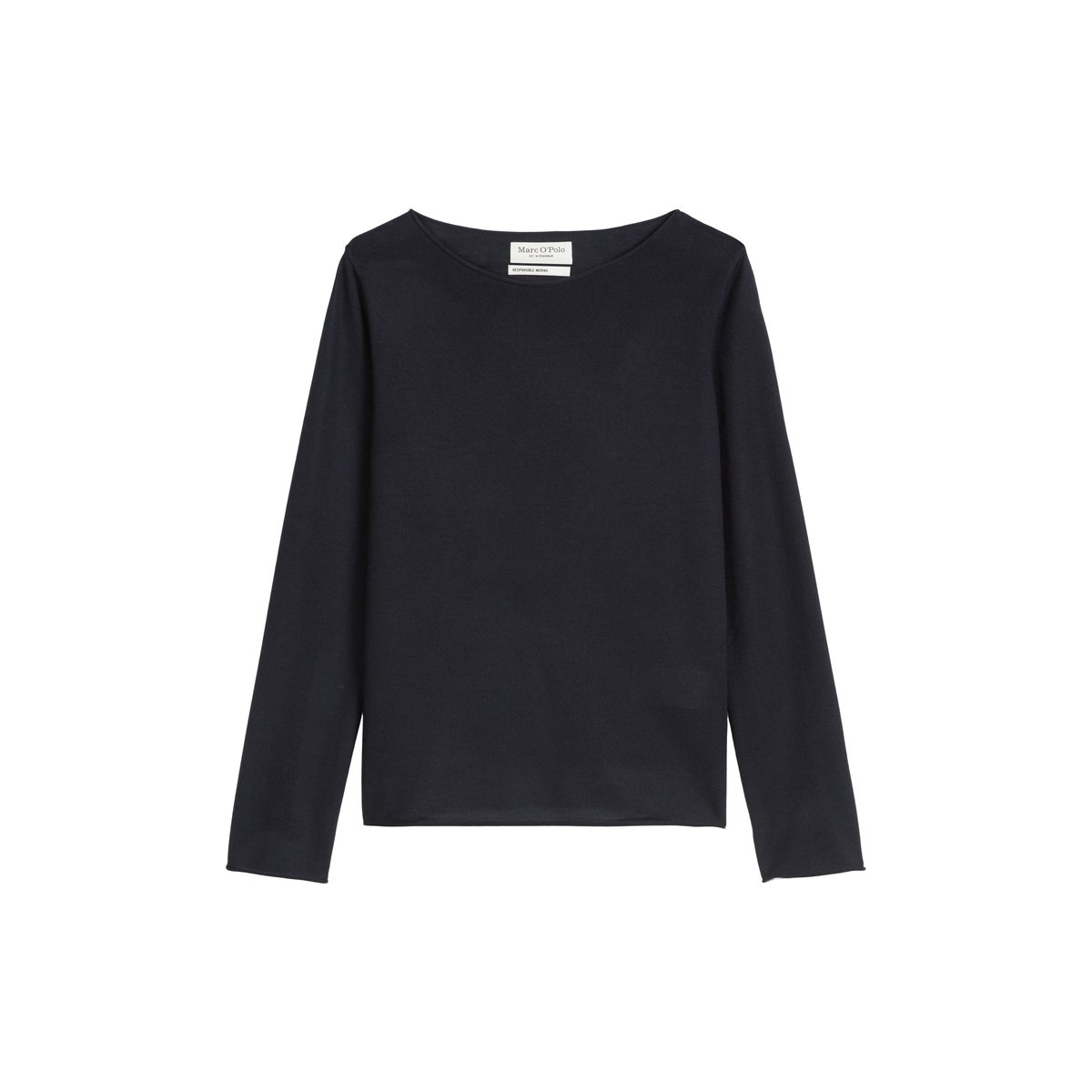 Pull en maille slim en laine mérinos douce bleu foncé, MARC O'POLO