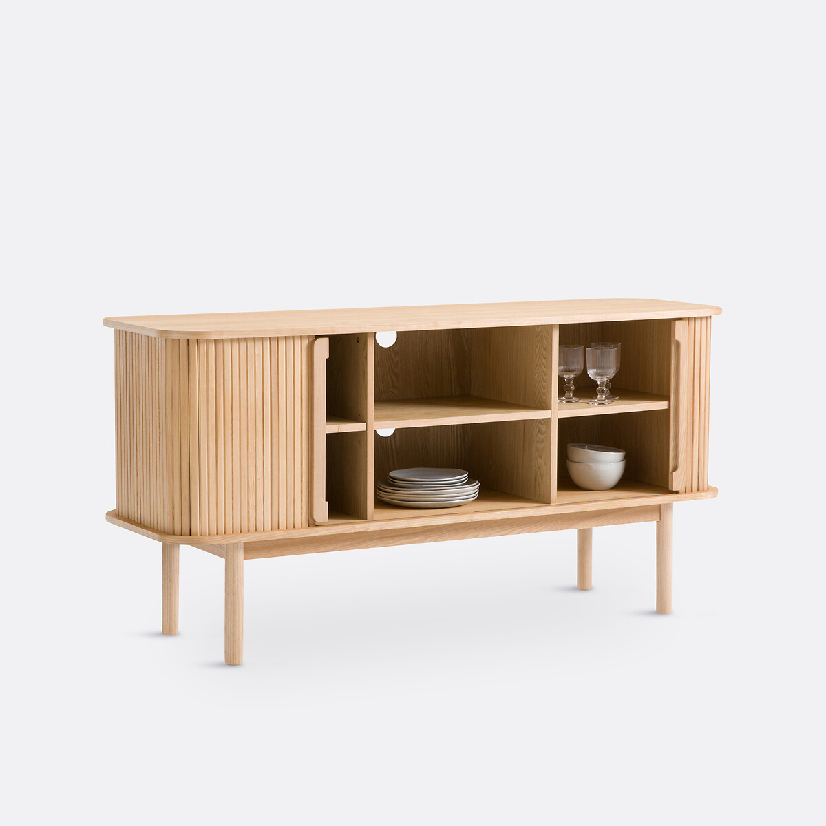 Buffet bas long 2 portes coulissantes, Wapong naturel, LA REDOUTE INTERIEURS