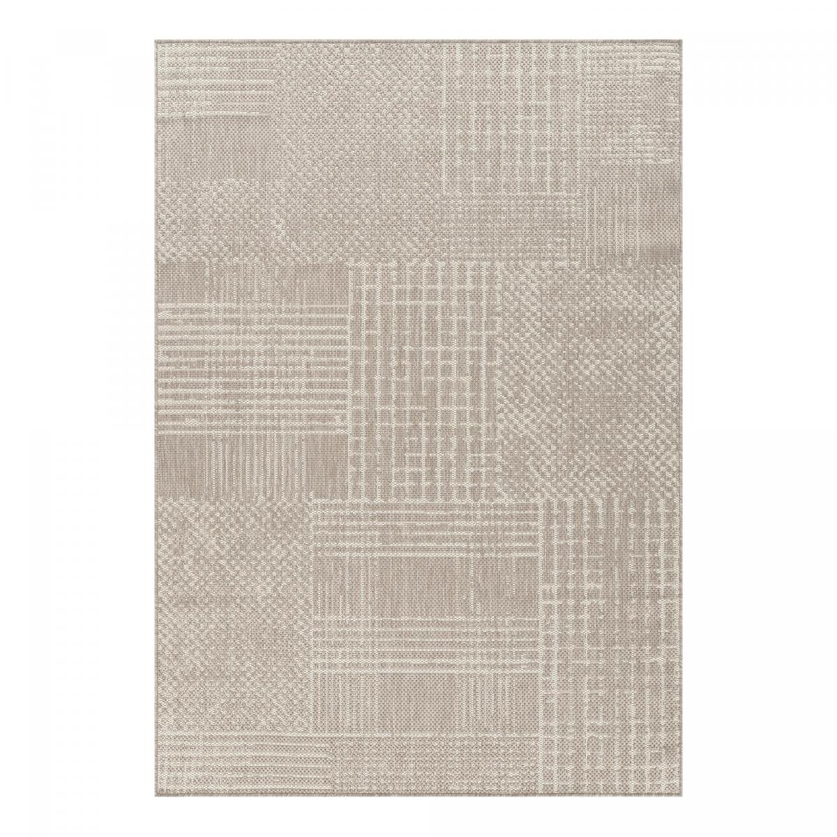 Tapis kilim, motif géométrique tissé, style artisanal LYN53 TRAME 2 beige, crème, UN AMOUR DE TAPIS