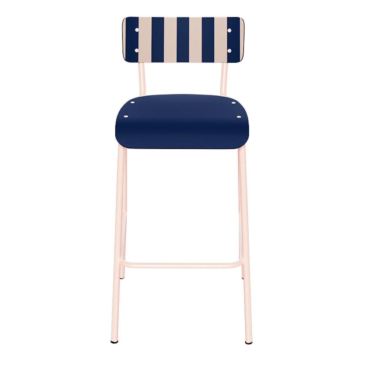 Chaise haute de salle à manger à rayures style vintage SUZIE bleu, LES GAMBETTES