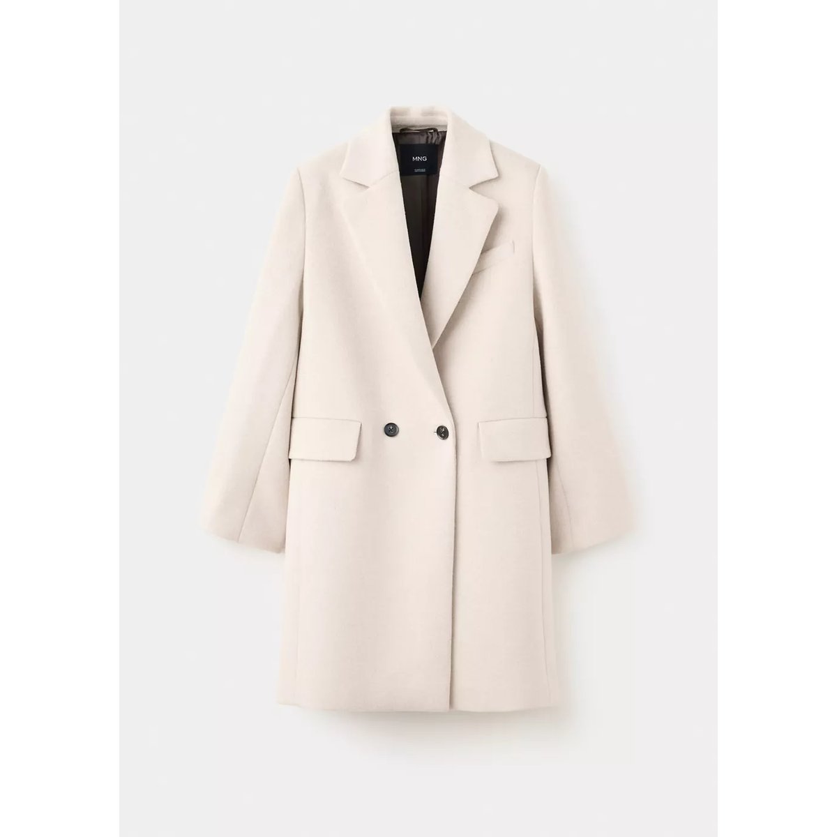 Manteau en laine à double boutonnage gris clair/pastel, MANGO