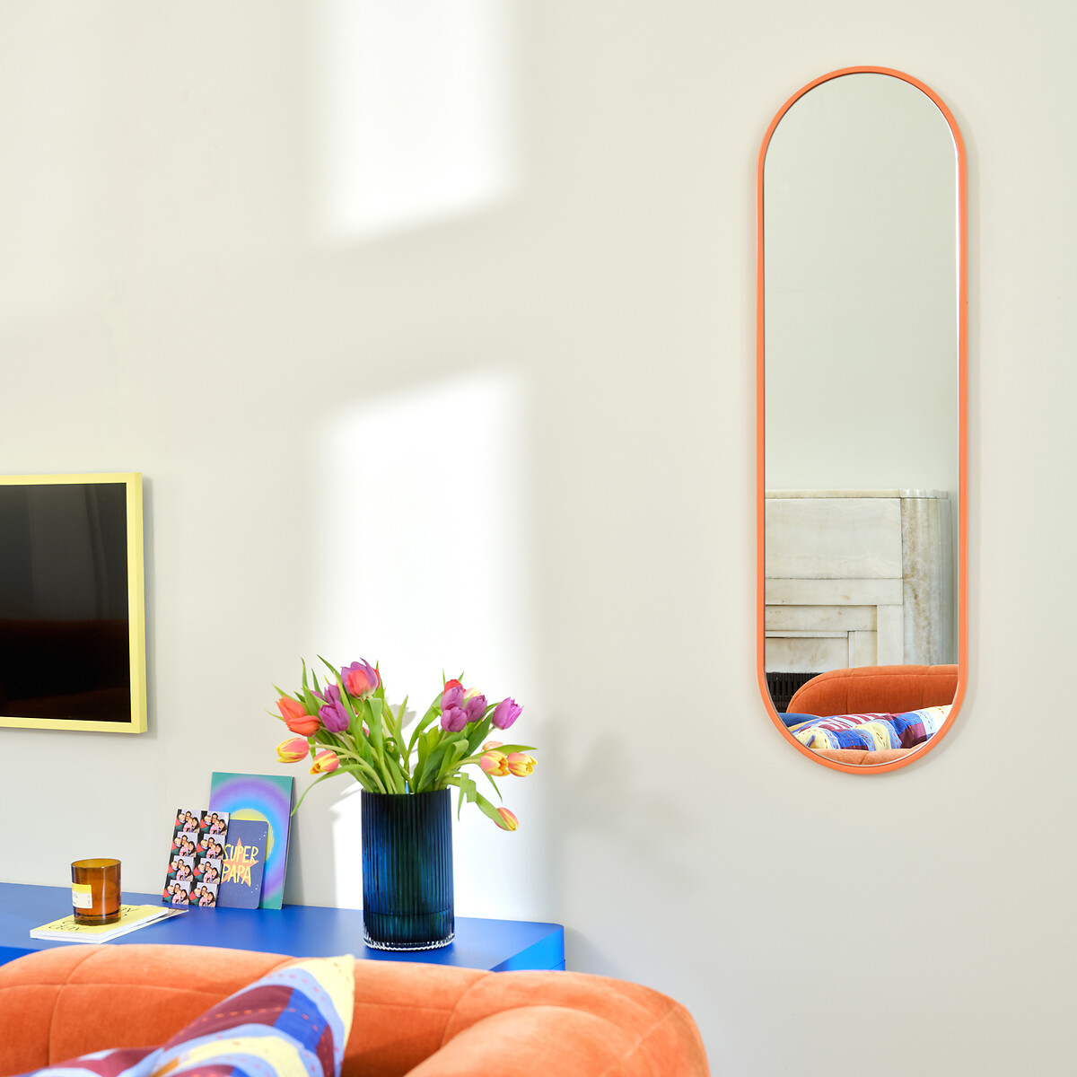 Miroir mural ovale, longueur 30 x hauteur 100 cm, IODUS orange, LA REDOUTE INTERIEURS