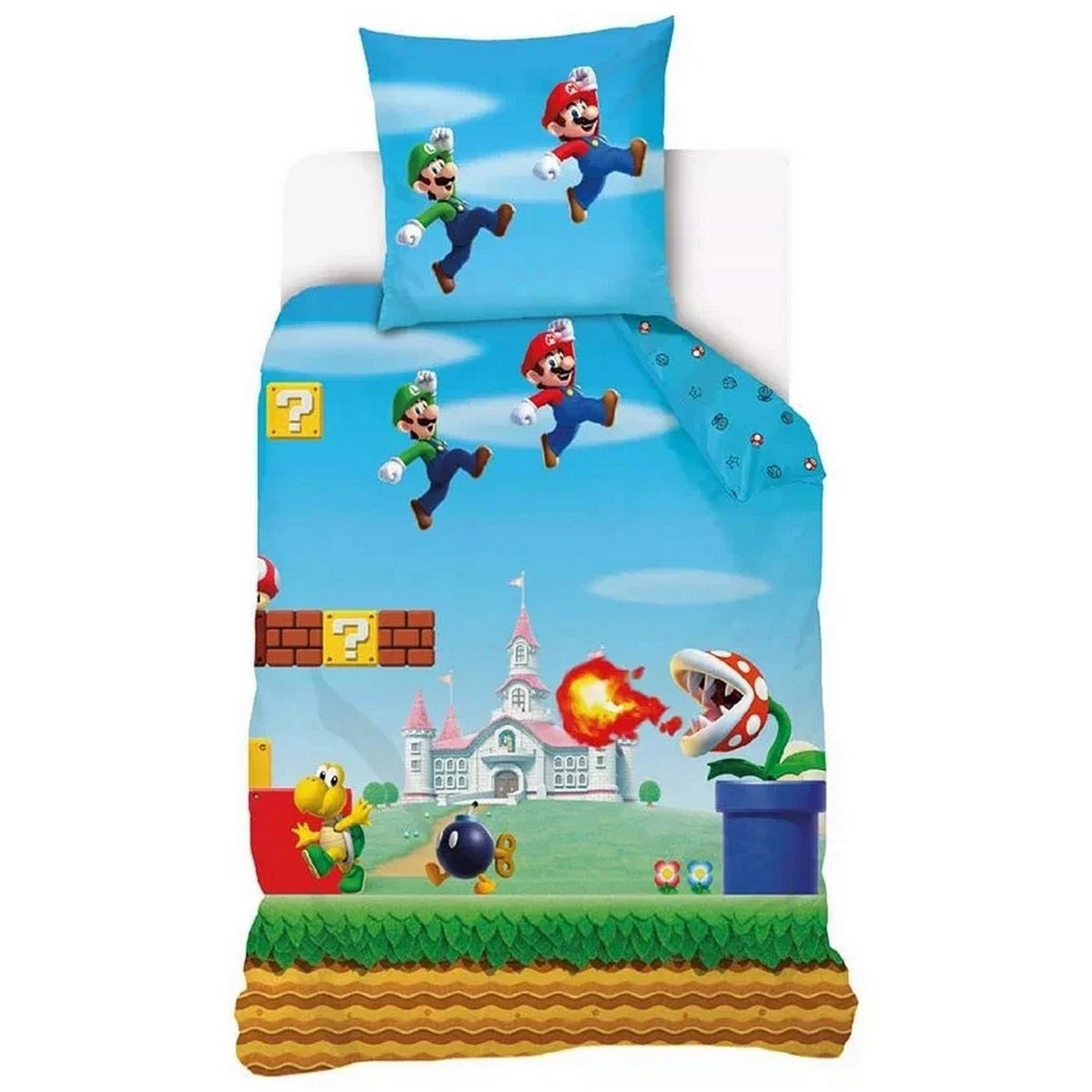 Parure de lit enfant coton Bros bleu, EDEN
