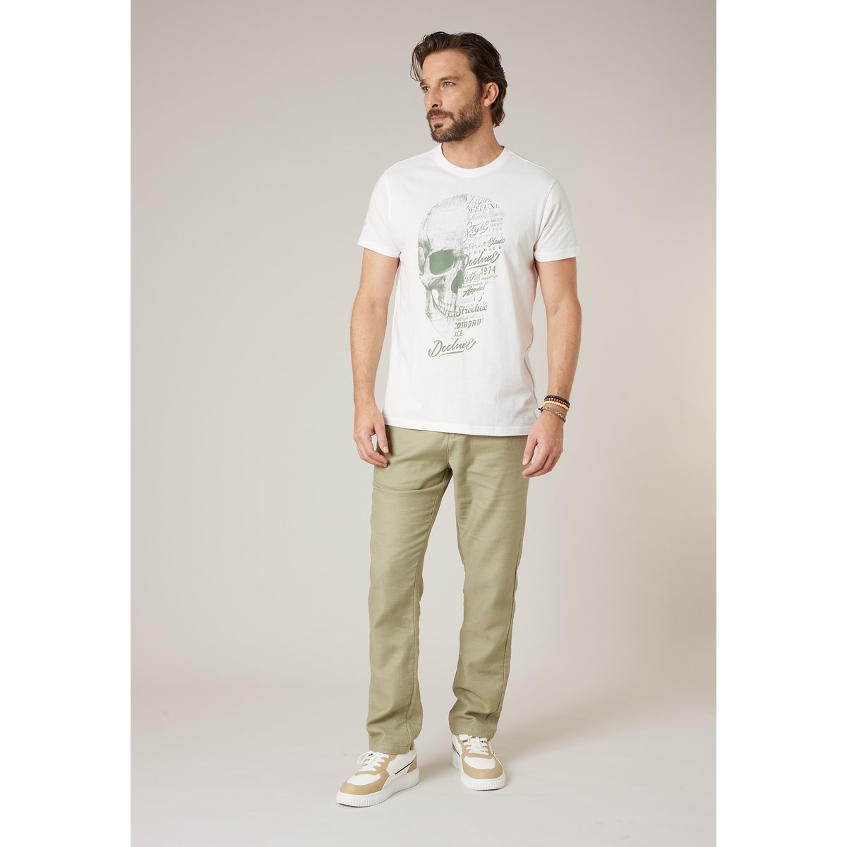 Pantalon régular homme en 100% coton MIDAS amande, DEELUXE