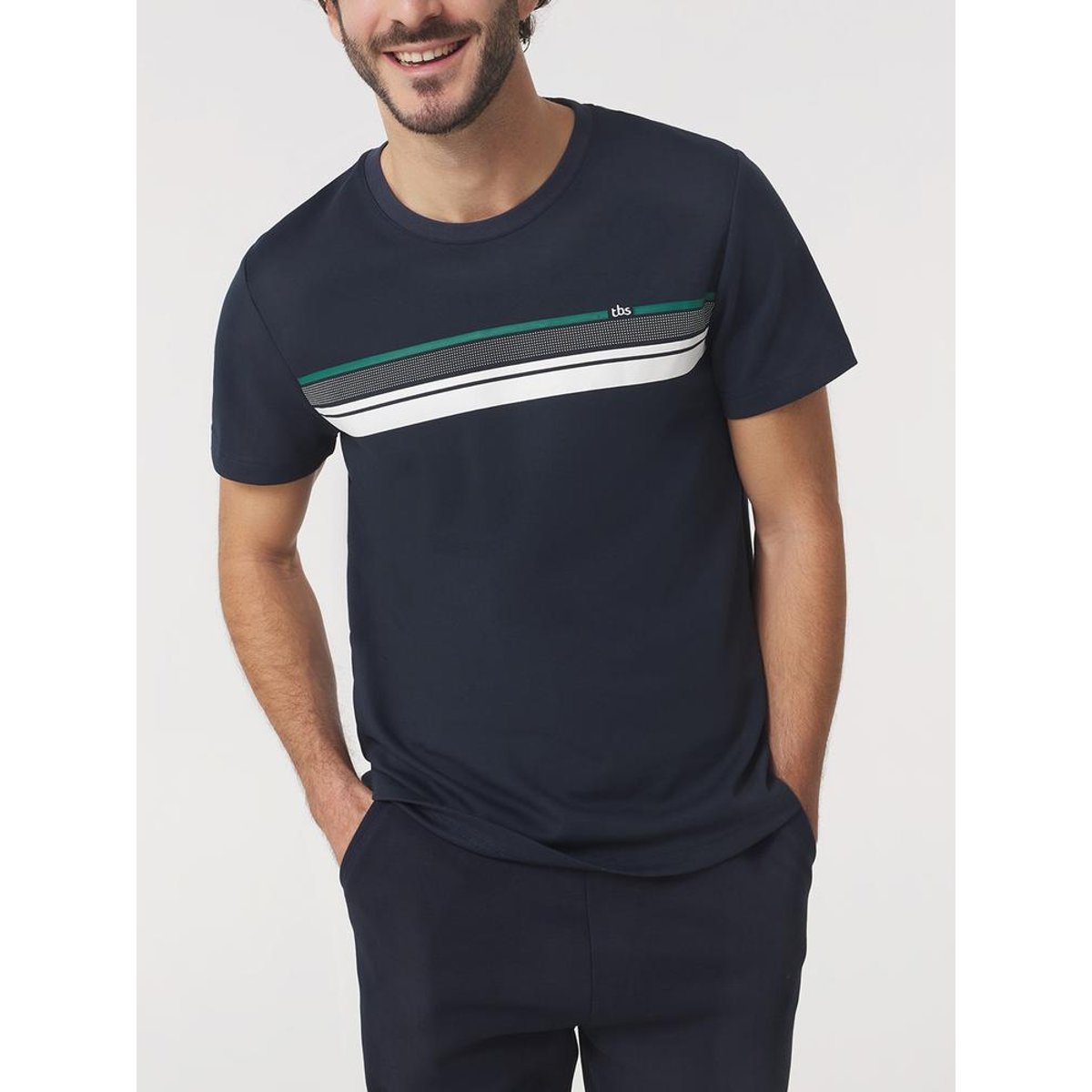 T-shirt manches courtes MARIOTEE14032 marine, TBS