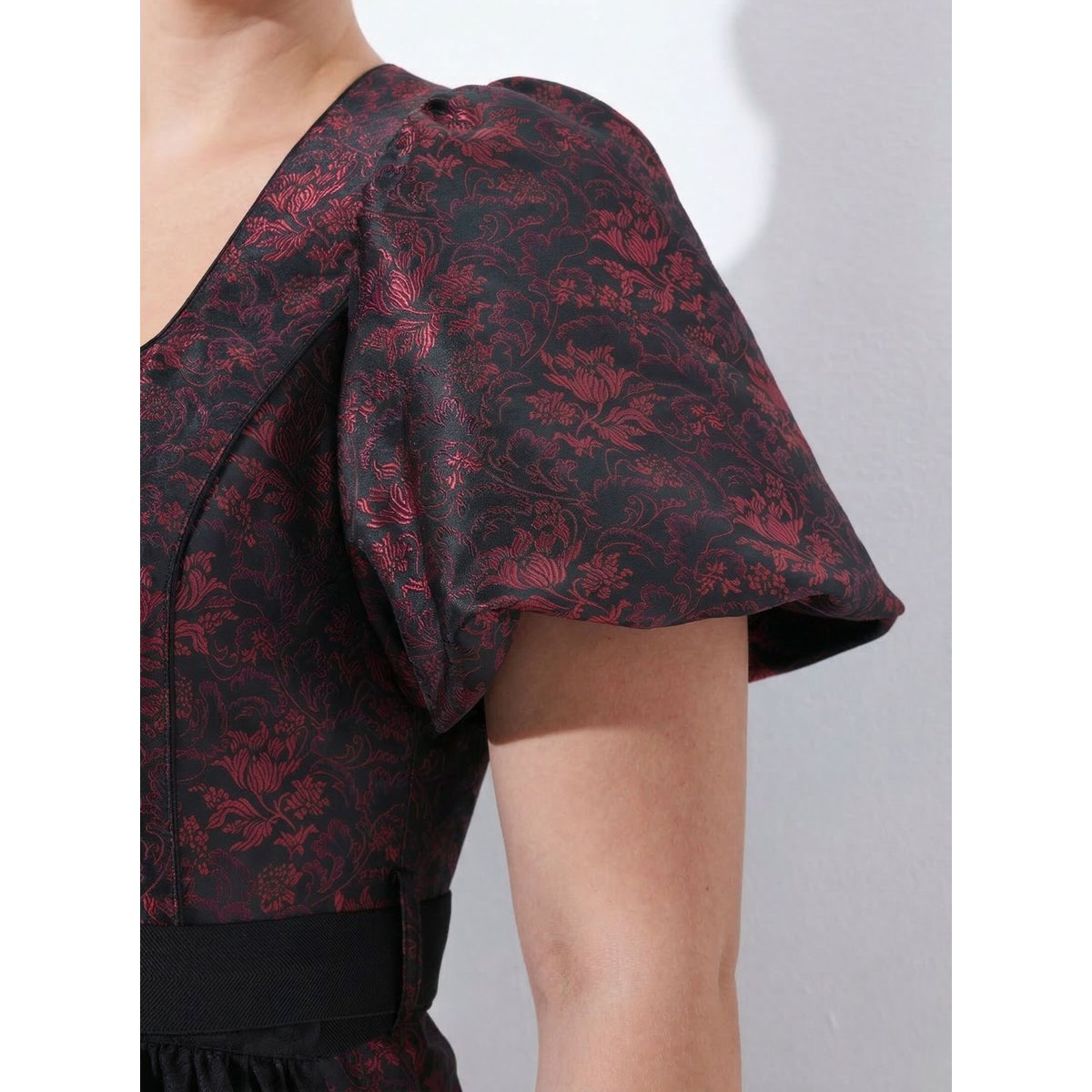 Dirndl, jacquard, col carré rouge vin foncé, ULLA POPKEN