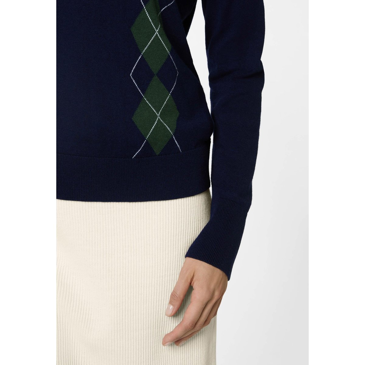 Pull col rond jacquard bleu marine, RODIER