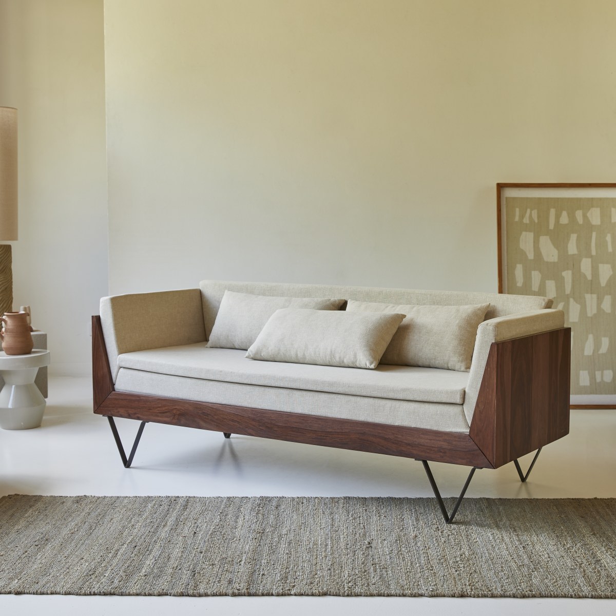 Canapé droit en Tissu massif, METRIC beige, TIKAMOON