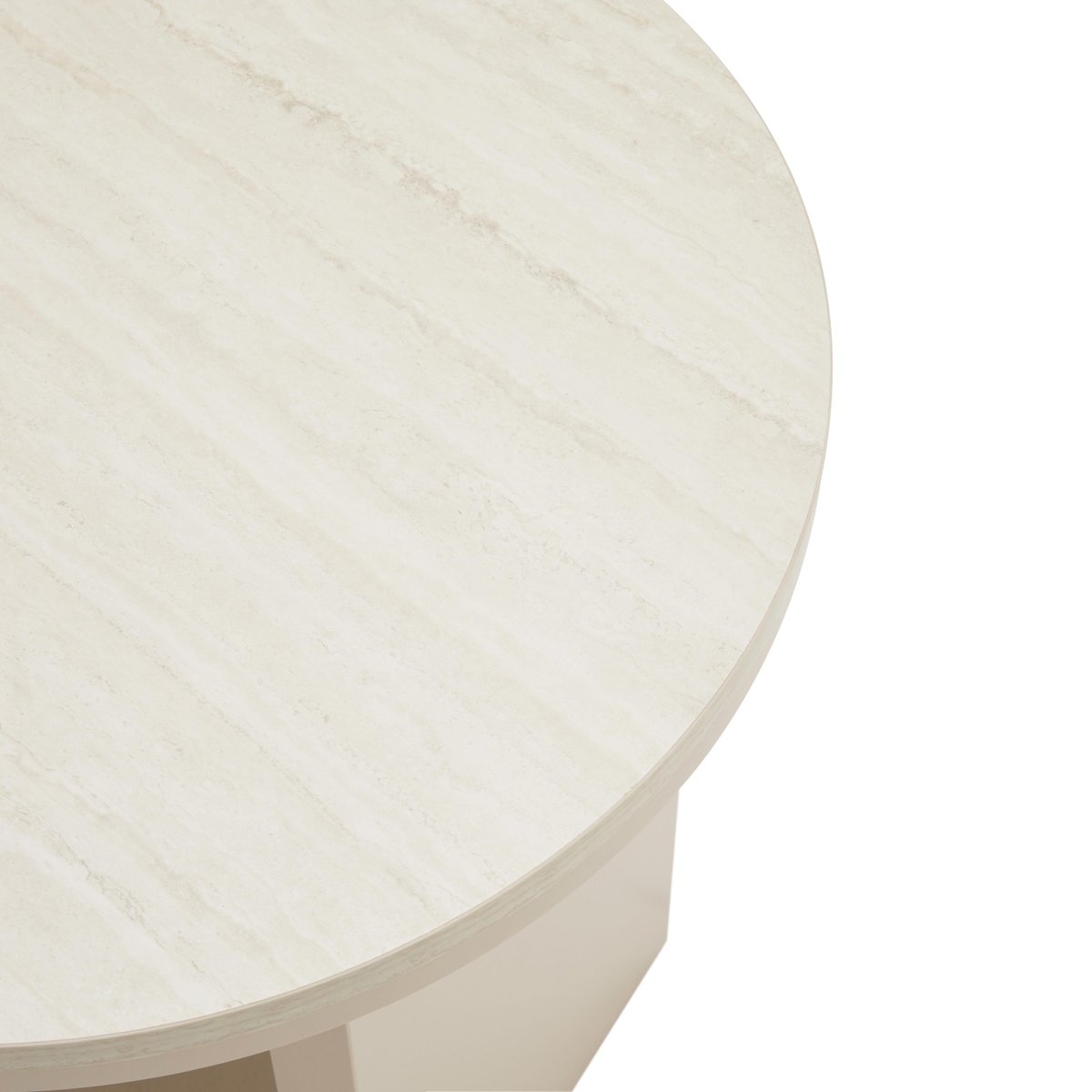 Table basse FSC ronde 80 cm, BONNY crème, OVIALA