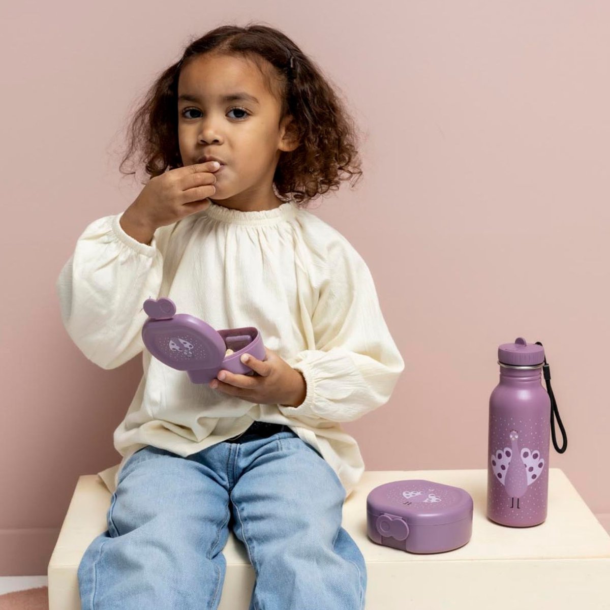 Lot de 2 boîtes à goûter à clip violet, blanc, TRIXIE