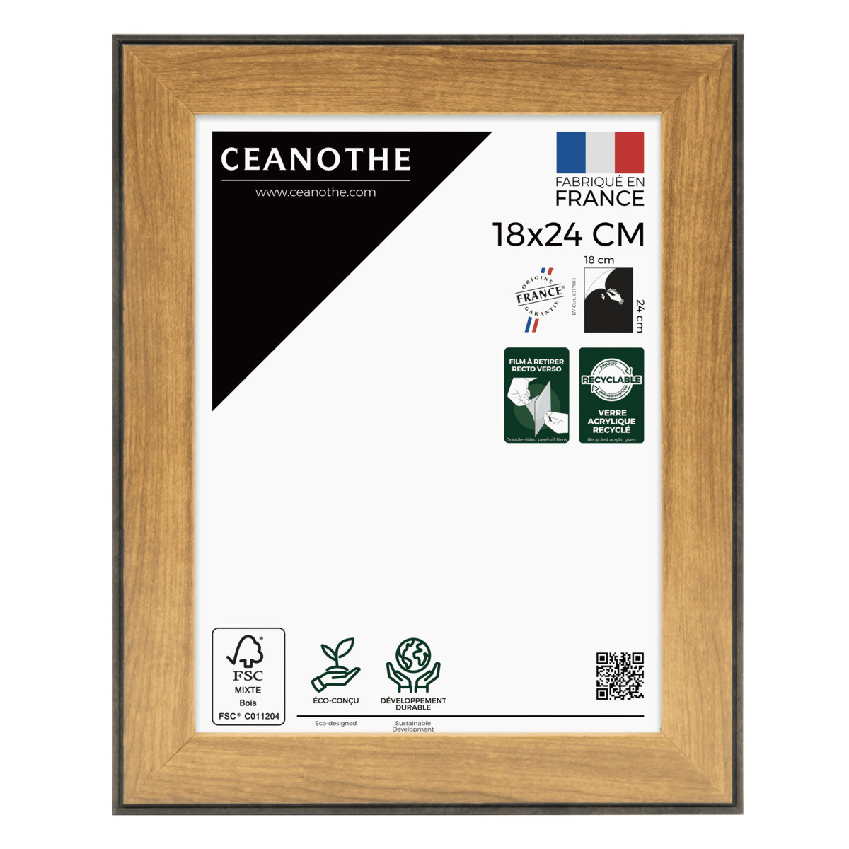 Cadre Photo En Résine Recyclée LOFT marron, CEANOTHE